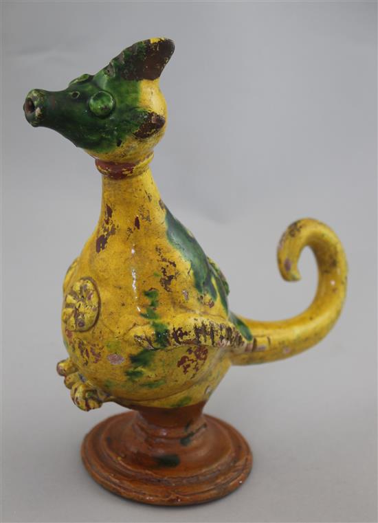 A rare Cannakale pottery bird-shaped ewer, 19th century, 21cm